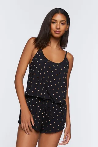 Mushroom Print Cami & Shorts Pajama Set