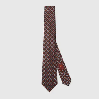 Double G check silk jacquard tie