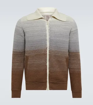Virgin wool zip-up sweater