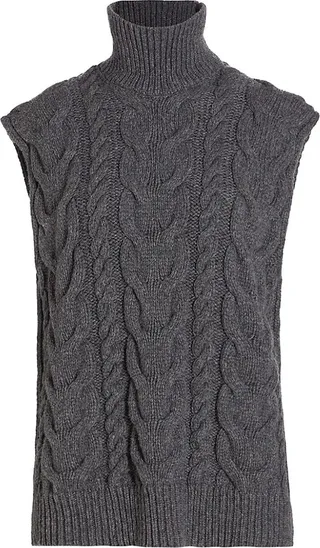 Cable Knit Turtleneck Vest