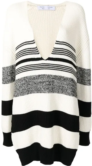 horizontal-stripe V-neck jumper