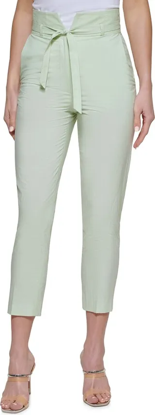 Tie Waist Ankle Crop Skinny Pants