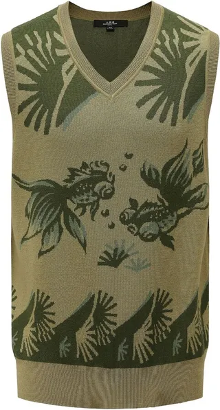 All-Over Graphic-Print Wool Vest