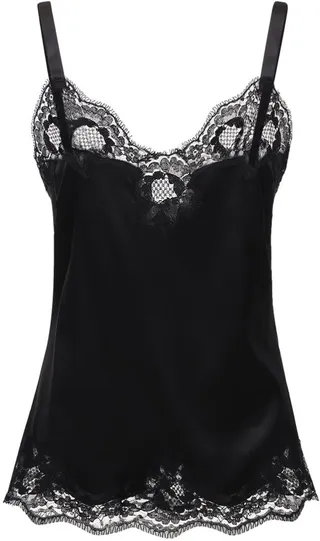 Stretch silk satin & lace camisole top