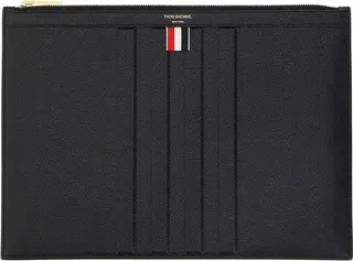 Thom Browne 4-Bar Logo Detailed Zipped Briefcase