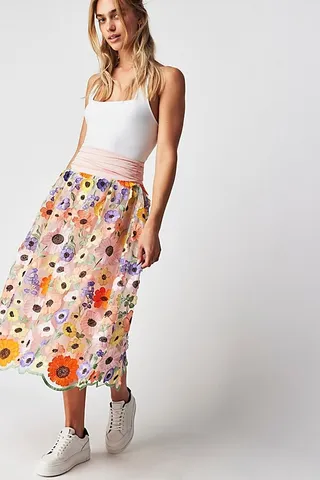 For Love & Lemons Fiore Midi Skirt by For Love & Lemons at Free People