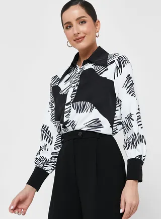 Colourblock Print Shirt