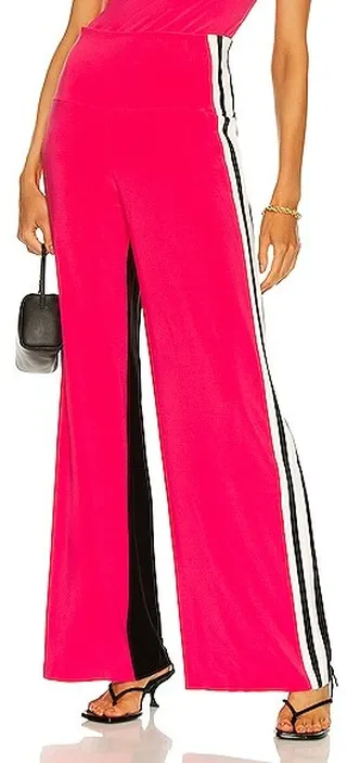 Norma Kamali Side Stripe Straight Leg Pant in Pink