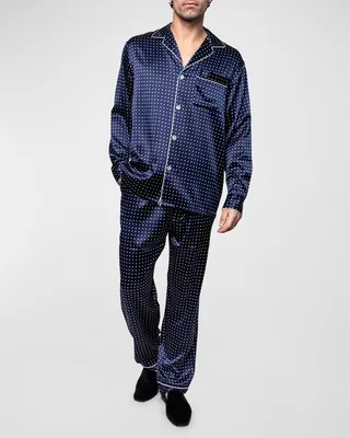 Men's Polka Dot Silk Pajama Set
