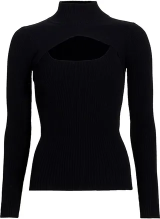 Mock Turtleneck Cut Out Top