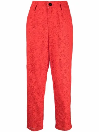Broderie Anglaise Straight-Leg Trousers