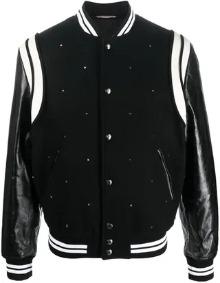 Rockstud panelled bomber jacket