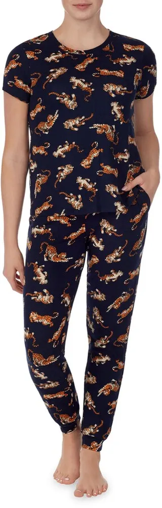 Patterned Top & Jogger Pants 2-Piece Pajama Set