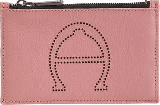 Leather Stella Small Multi Zip Pouch With Perforated Logo