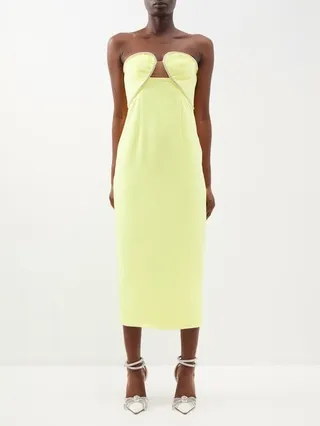 Crystal-embellished Bandeau Crepe Midi Dress