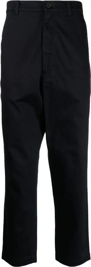 High-Waisted Cropped Drop-Crotch Trousers