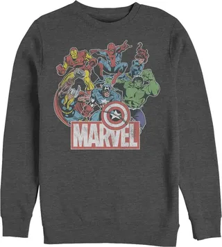 Men's Marvel Classic Hero Collage Sweatshirt - Charcoal Heather - X Large