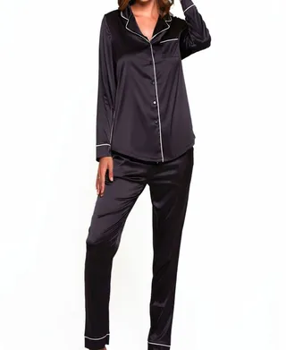 Women's Notch Collar Pajama Pant Set