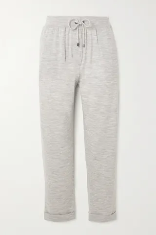 Brunello Cucinelli - Wool And Cashmere-blend Track Pants - Gray
