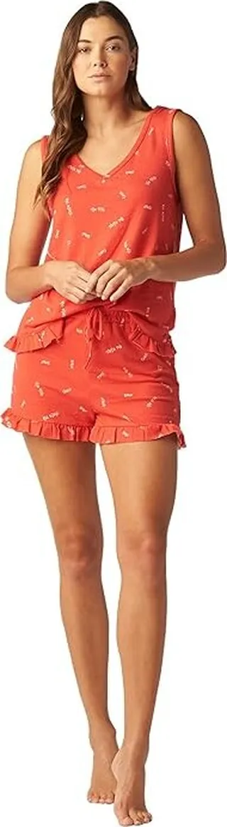 Tart Collections Jade Ruffle Shorts Set (Love Script) Women's Pajama Sets