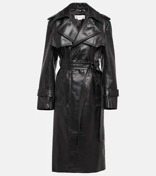 Leather trench coat