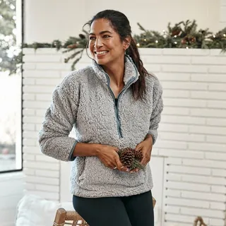 The Cozy High Pile Eco Fleece Half-Zip - Wolf & Slate