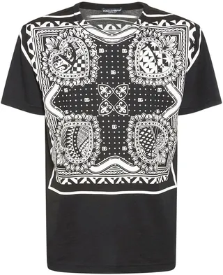 Printed cotton crewneck t-shirt
