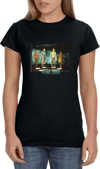 Star Trek Womens' TV Show Series Characters Kirk Scotty Crewneck T-Shirt (Small) Black