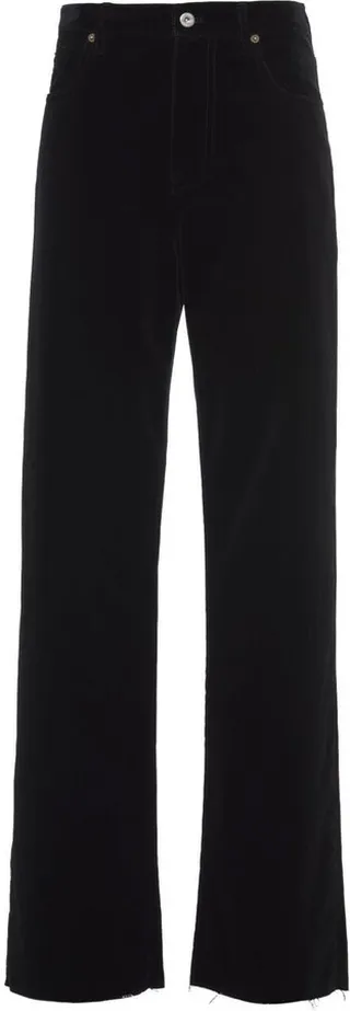 Washed-effect velvet pants