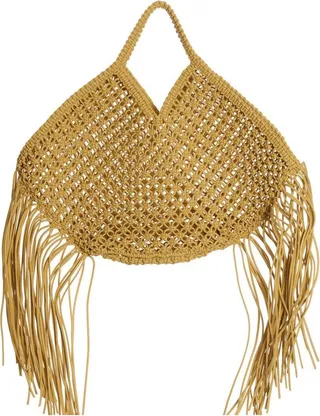 Yuzefi Large Woven Fringed Tote Bag