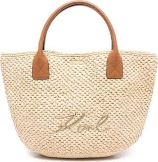 Logo-Plaque Woven Beach Bag