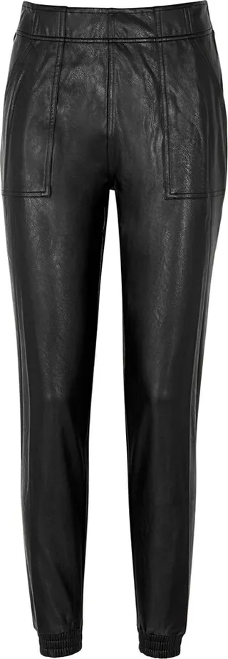 Spanx Black Faux Stretch-leather Sweatpants