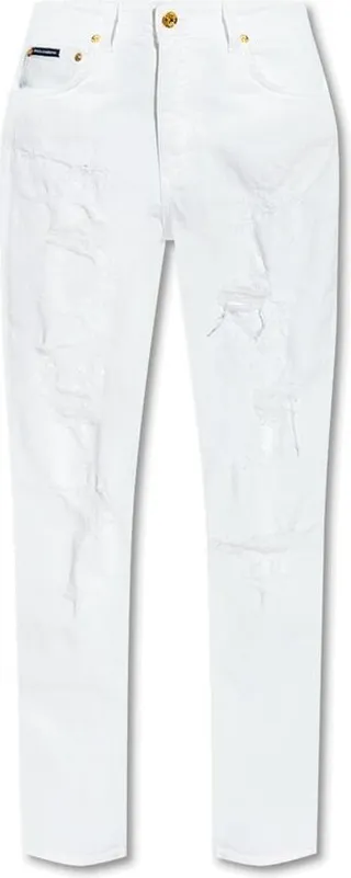 Dolce & Gabbana Logo Patch Distressed Boyfriend Jeans