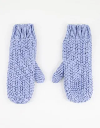 Vero Moda chunky knit mittens in blue