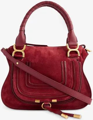 Womens Dark Ruby Marcie Suede Shoulder bag
