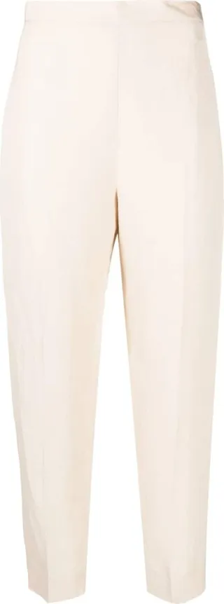 Linen-Blend Cropped Trousers