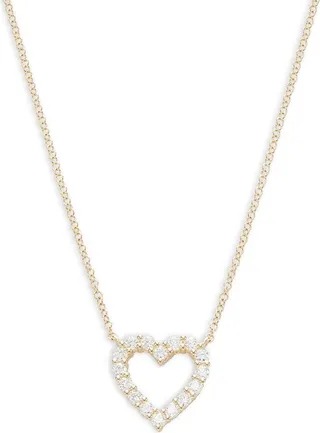 14K Yellow Gold & 0.43 TCW Diamond Heart Pendant Necklace