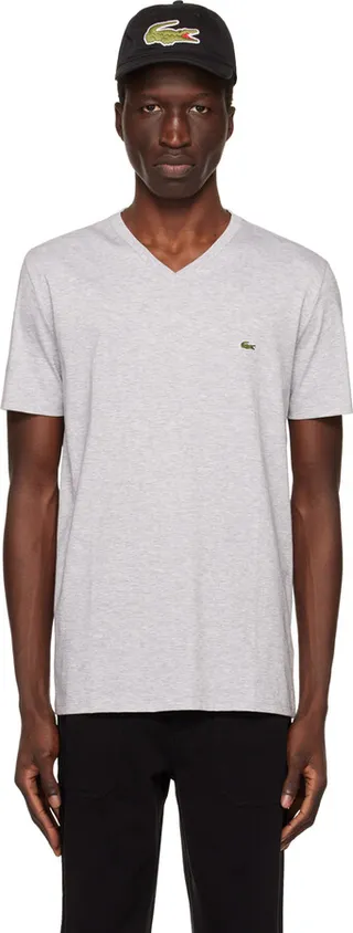Lacoste Gray V-Neck T-Shirt