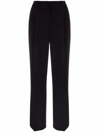 Straight-Leg Pleated Trousers