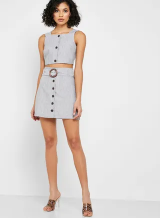 Belted Button Down Skirt