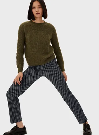 Checked High Waist Pants
