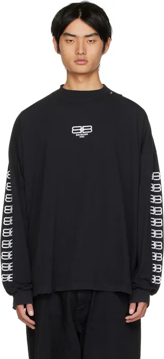 Balenciaga Black BB Paris Icon Long Sleeve T-Shirt