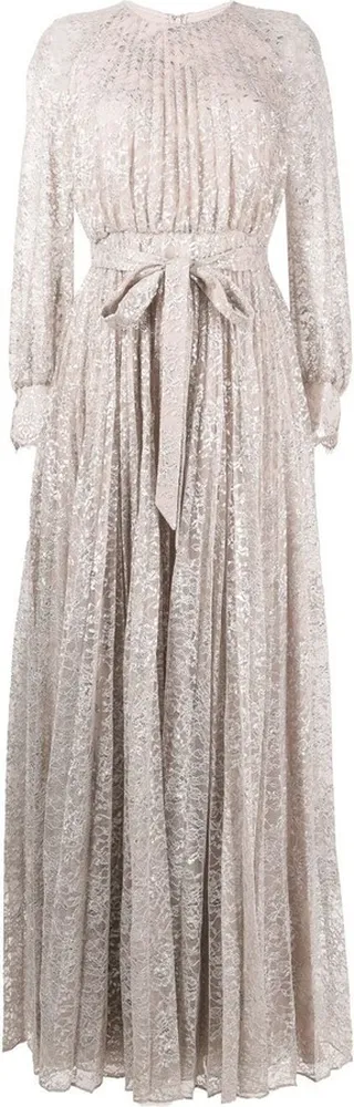 Lindsay metallic floral-lace gown