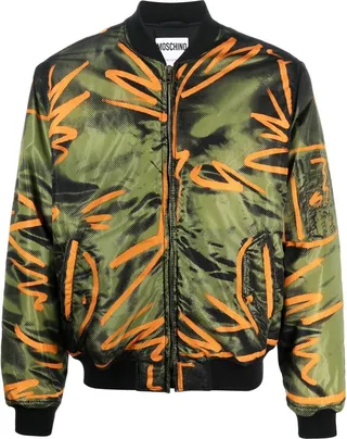 Graphic-Print Bomber Jacket