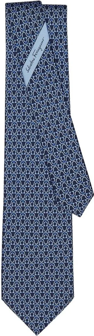 Gancini-print silk tie