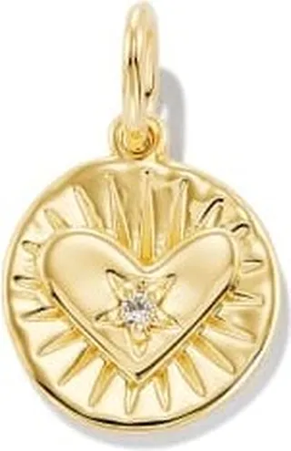 Shining 18k Gold Vermeil Heart Charm in White Sapphire