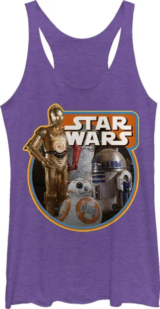 Women's Star Wars The Force Awakens Retro Droids Racerback Tank Top - Purple Heather - X Large