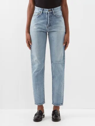 Distressed High-rise Slim-leg Jeans