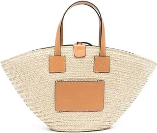 Beige Mini Hand Bag In Straw With Paisley Lining