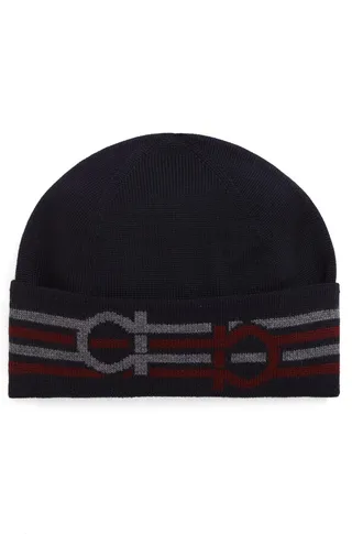 Gancio Stripe Wool Beanie